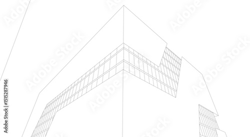 Architecture building 3d rendering. Concept sketch.
