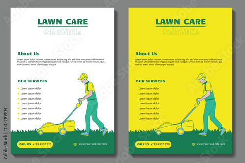 lawn & garden flyer design template landscaping services Tree and gardening service poster leaflet design. lawnmower flyer. Lawn care social media post promotion template design