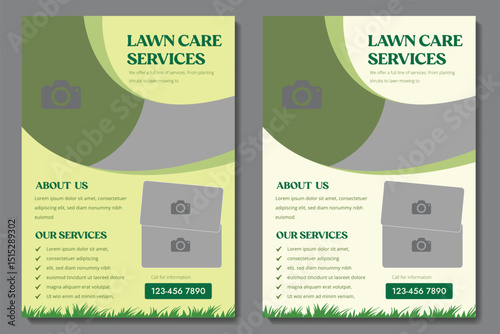 lawn & garden flyer design template landscaping services Tree and gardening service poster leaflet design. lawnmower flyer. Lawn care social media post promotion template design