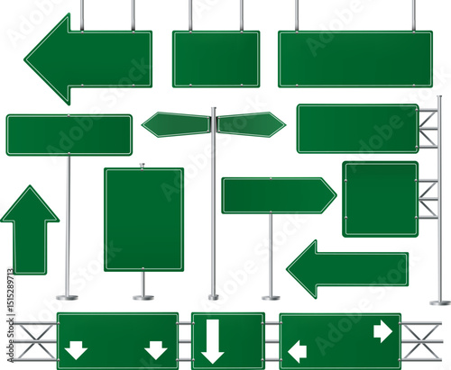Green road signs