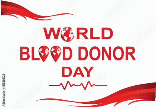 World blood donor day-June 14.Donate blood concept with blood bag and heart vector illustration for social media, posters, cards, and flyers.