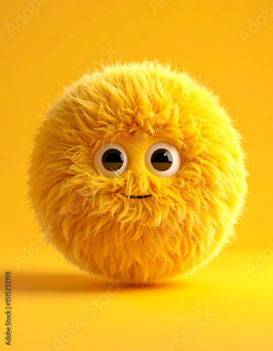 Cute Yellow Furry Creature Digital Art Adorable Cartoon Character Design