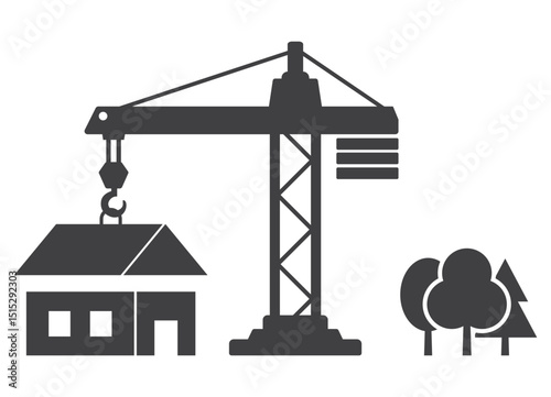 crane lift house roof icon