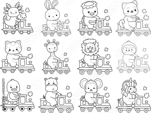 Outline of Cute wild animal vector icon. Lineart of Fluffy pet stickers.