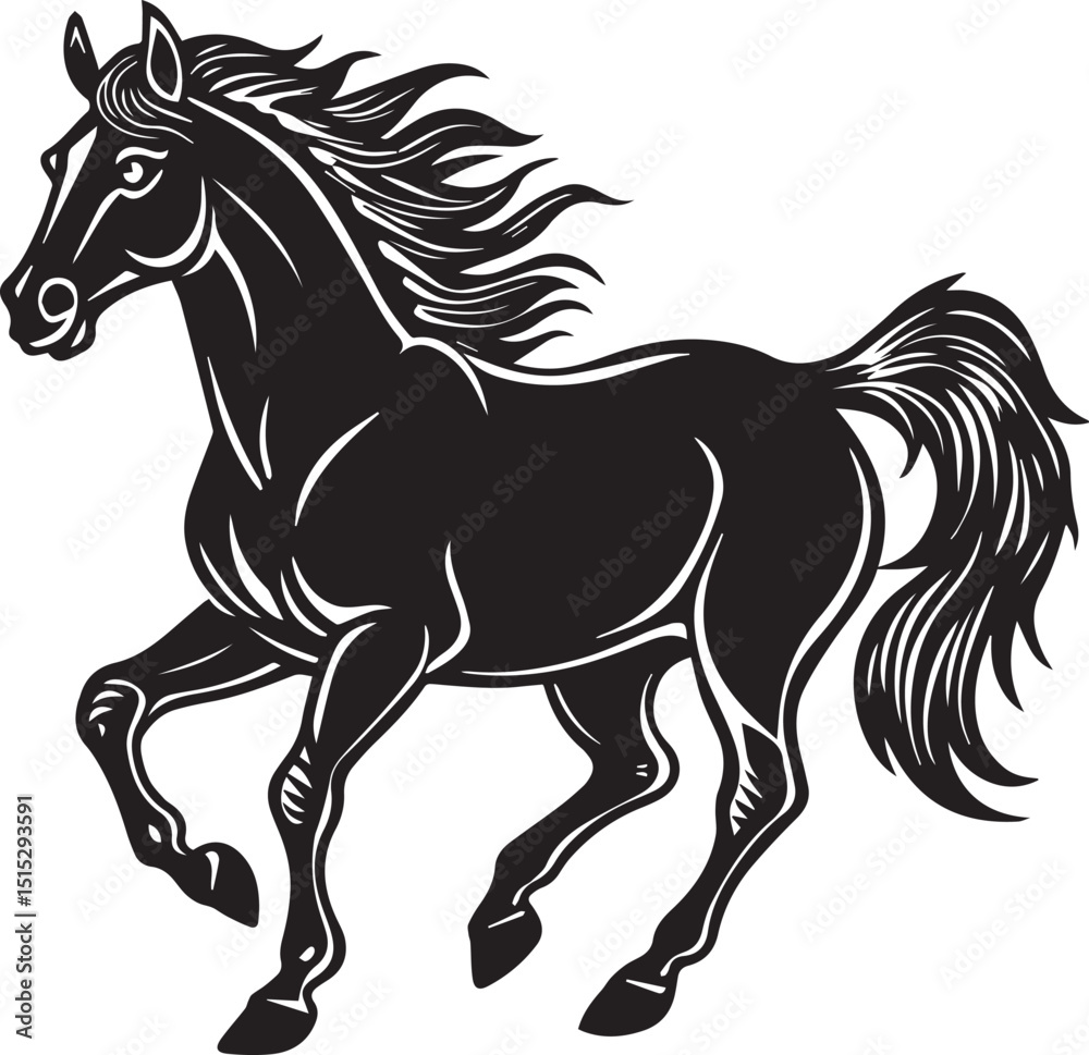Fototapeta premium horse silhouette illustration vector logo sticker