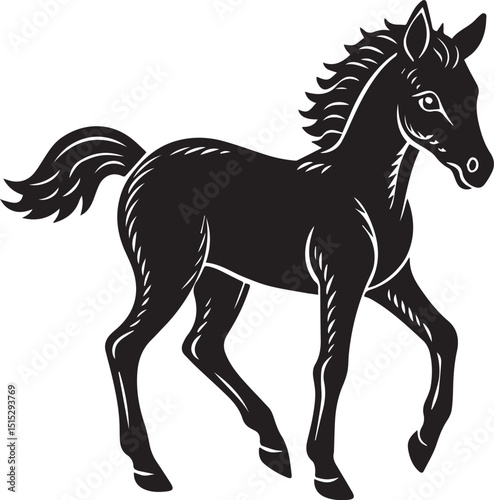 horse silhouette illustration vector logo sticker