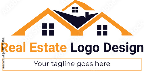 Modern real estate shapes logo design 