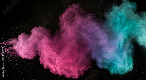 Colorful Powder Explosion on Black Background Abstract