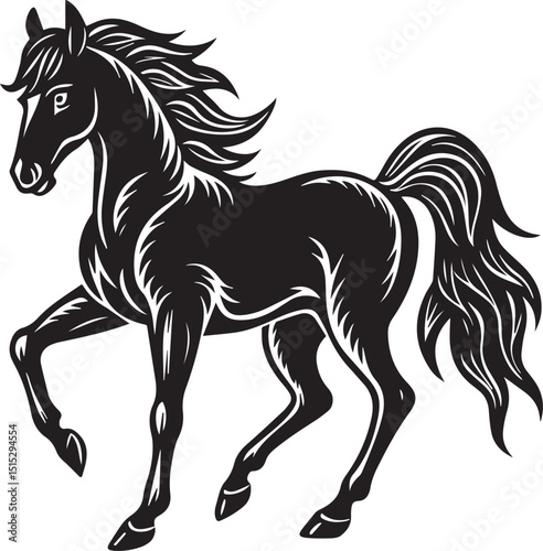 horse silhouette illustration vector logo sticker