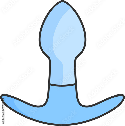 butt plug, adult sex toy, accessories for sex games and bdsm, linear black and blue icons, doodle and sketch style, hand drawing