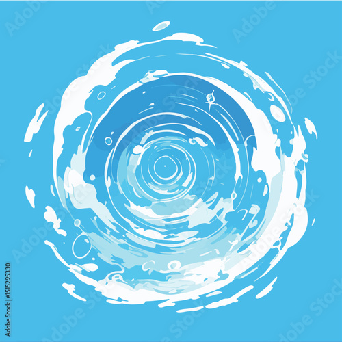Abstract Water Ripple Design Circular Blue Swirl Illustration