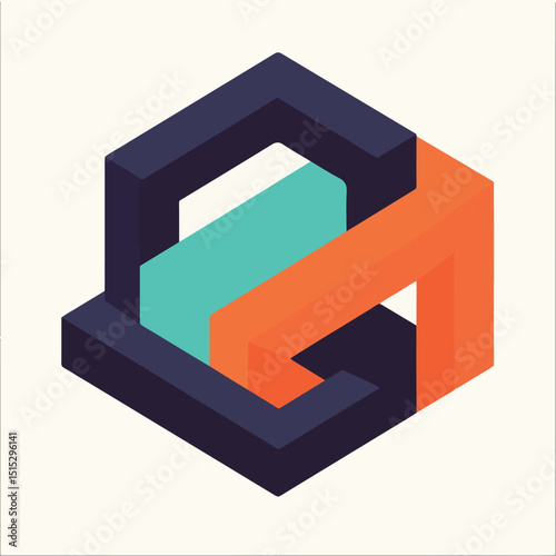 Abstract Isometric Hexagon Logo Design Interlocking Shapes and Modern Geometry