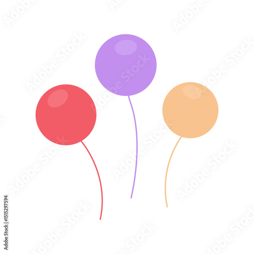 Vector illustration of three colorful balloons floating in the air.