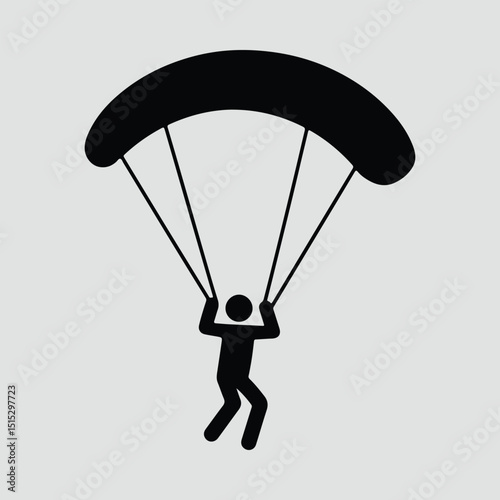 Silhouette of a person parachuting minimalist extreme sports Vector Illustration