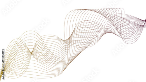 Vector curvy abstract line art wavy flowing dynamic green pink purple yellow black in concept music or sound, wave, wind, information flow