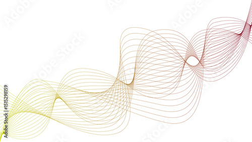 Vector curvy abstract line art wavy flowing dynamic green pink purple yellow black in concept music or sound, wave, wind, information flow