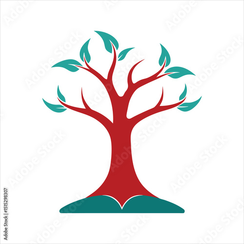 Tree of Knowledge with Open Book Vector Art