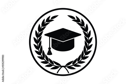 Graduation cap and diploma silhouette vector for educational Logo