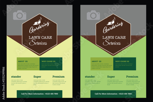 lawn & garden flyer design template landscaping services Tree and gardening service poster leaflet design. lawnmower flyer. Lawn care social media post promotion template design