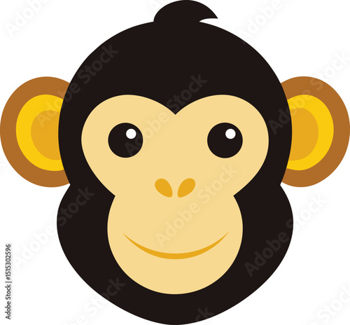 monkey head icon clipart vector on transparent background
