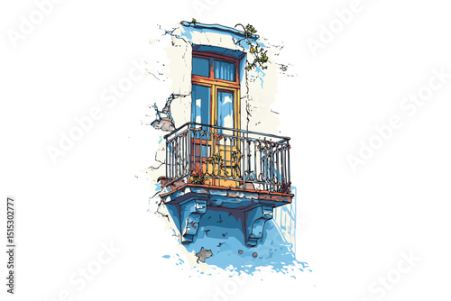 broken balcony isolated