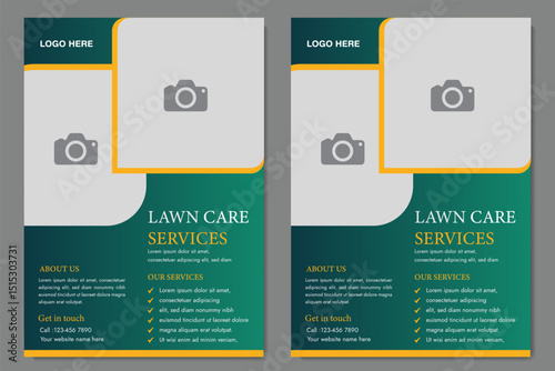 lawn & garden flyer design template landscaping services Tree and gardening service poster leaflet design. lawnmower flyer. Lawn care social media post promotion template design