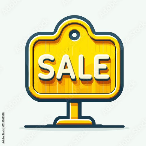 Bright Yellow Sale Sign Vector on White Background for Retail Storefront Promotions and Discount Events