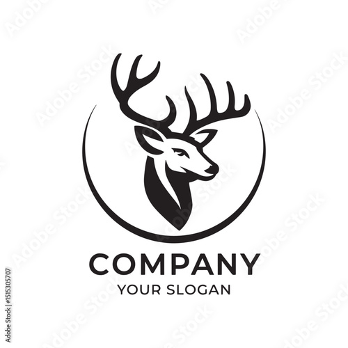 Deer Logo Design Vector, Deer Silhouette, Elegant black gold deer logo design, 