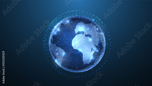 World map on space background. Earth globe, global network, digital universe.