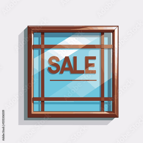 Vector Shop Window with Sale Sign for Retail Display and Seasonal Promotion