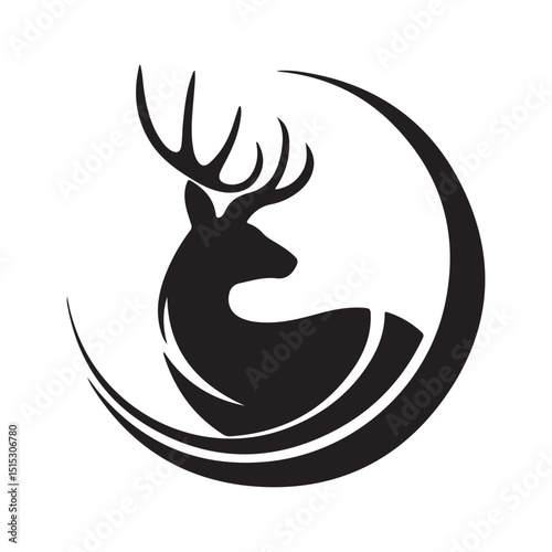 Deer Logo Design Vector, Deer Silhouette, Elegant black gold deer logo design, 