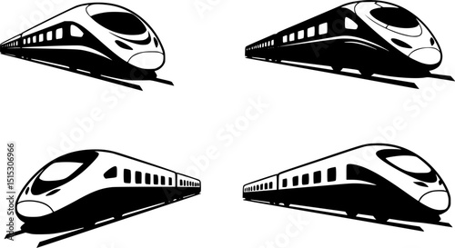 High-speed passenger train icon. Black outline linear silhouette. Editable strokes. Side view. Vector simple flat graphic illustration. Isolated object on white background