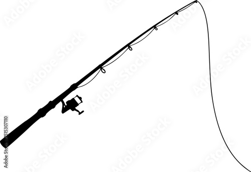 fishing rod silhouette, fishing rod icon, vector illustration
