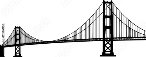 Golden gate bridge black silhouette, Golden gate bridge clip art vector

