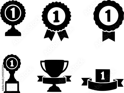trophy cup black vector silhouettes, award cup, WINNING ICONS, champion trophy Trophy cup icons outline silhouette set	