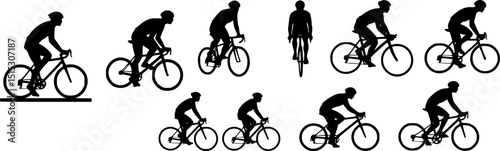 high quality race bicyclist silhouette - vector. Transparent background PNG, cutout
