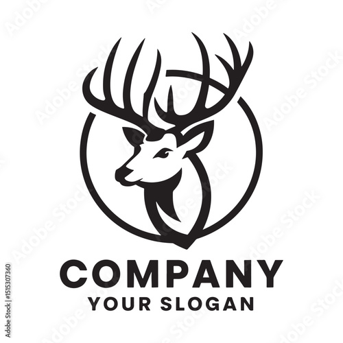 Deer Logo Design Vector, Deer Silhouette, Elegant black gold deer logo design, 