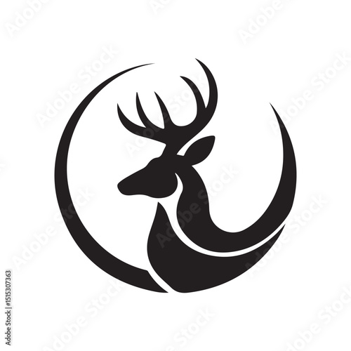 Deer Logo Design Vector, Deer Silhouette, Elegant black gold deer logo design, 