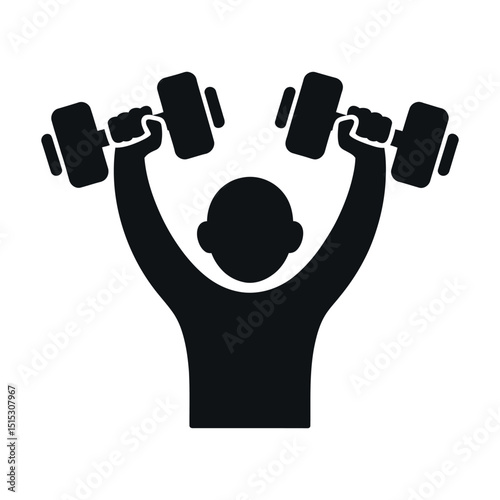 Silhouette of a person lifting dumbbells above their head symbolizing strength fitness and exercise perfect for health wellness and gym related content and designs
