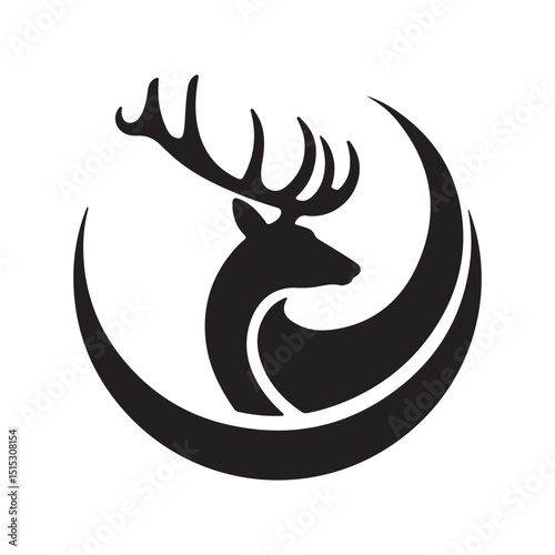 Deer Logo Design Vector, Deer Silhouette, Elegant black gold deer logo design, 