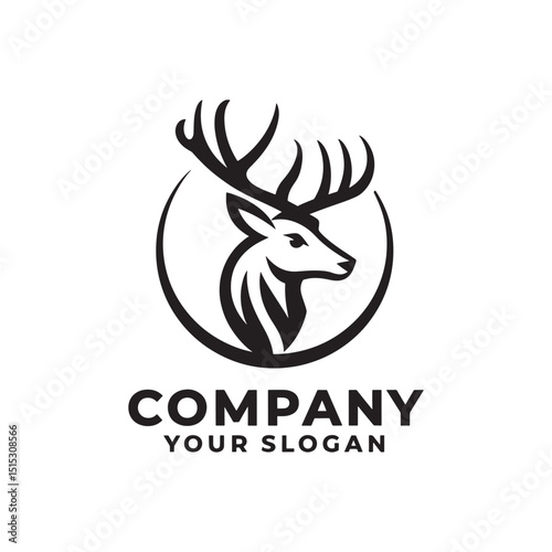 Deer Logo Design Vector, Deer Silhouette, Elegant black gold deer logo design, 