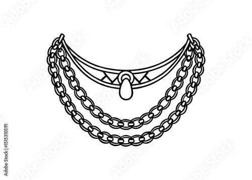 Silhouette of belly chain isolated on a white background