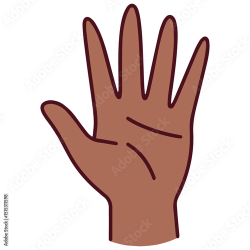 Mandarin black skinned hand sign for number four using dark-skinned hand, with four fingers extended. Part of Chinese finger counting system used in communication and education
