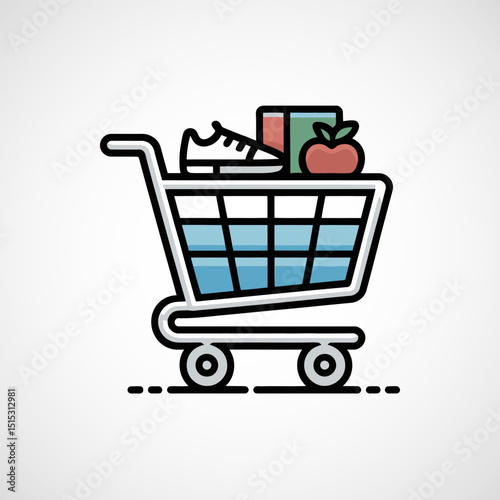 Shopping cart icon Illustration, Buy and sale symbol