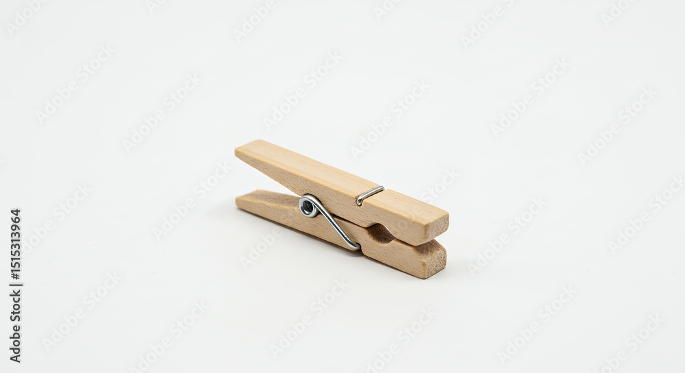 Beige wooden clothespin on white background Beige wooden clothespin on white background