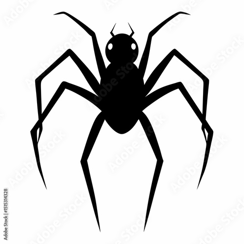 Black spider silhouette halloween design element