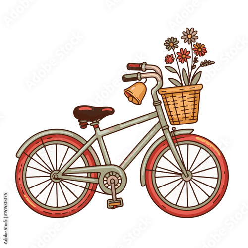 Vintage black bicycle with flowers, a retro vehicle for cycling sport