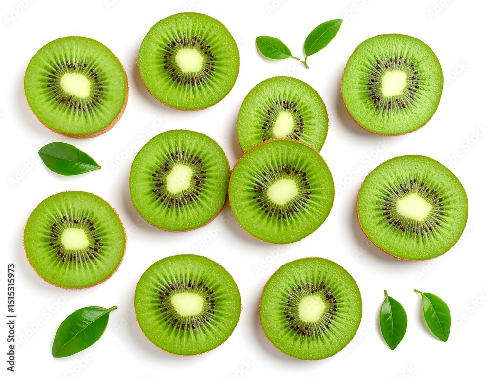 Sliced Kiwi Fruit Flatlay.