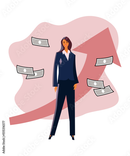 Women are pleased with the increase in savings. Business illustration