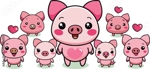 set of funny pigs